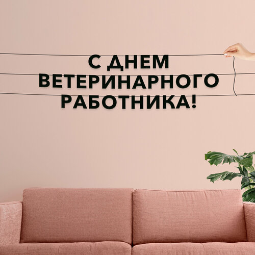 фото Бумажная гирлянда на стену, праздничная - “С днем ветеринарного работника“, гирлянда буквенная.