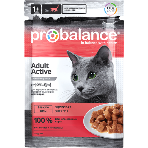 фото Корм влажный ProBalance Active для активных кошек, пауч, 85гр х 28шт