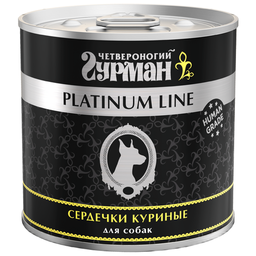 фото Влажный корм для собак Четвероногий Гурман Platinum line Сердечки, беззерновой, куриные сердечки 1 уп. х 1 шт. х 240 г