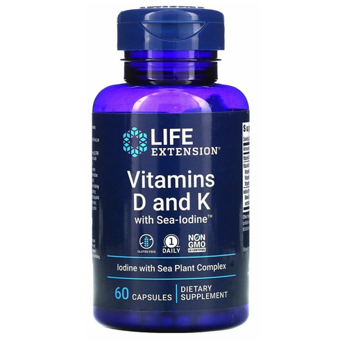 фото Капсулы Life Extension Vitamins D and K with Sea-Iodine, 80 г, 100 мл, 60 шт.