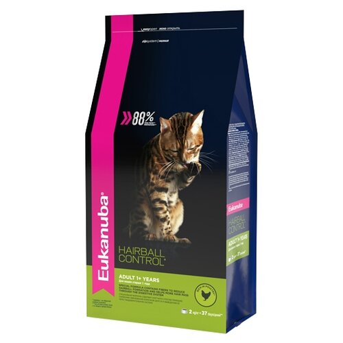 фото Сухой корм для кошек Eukanuba Hairball control, с курицей 2000 г