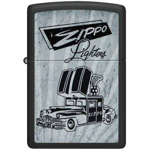 фото Оригинальная бензиновая зажигалка ZIPPO Classic 48572 Car Design с покрытием Black Matte - Автомобиль ZIPPO