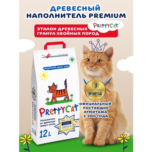 фото Впитывающий наполнитель PrettyCat Wood Granules, 12л, 1 шт.