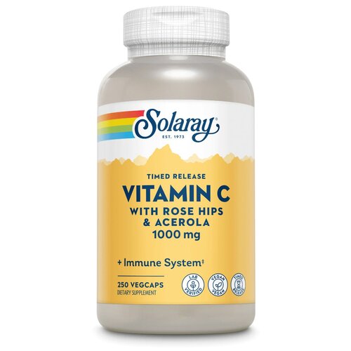 фото Капсулы Solaray Vitamin C Timed Release with Rose Hips & Acerola, 360 г, 1000 мг, 250 шт.