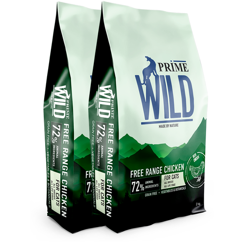 фото PRIME WILD GF FREE RANGE с курицей 2кг для котят и кошек х 2шт.