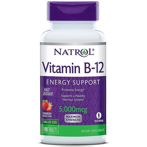 фото Vitamin B-12 таб., 5000 мкг, 120 мл, 80 г, 100 шт., клубника