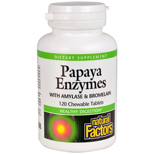 фото Капсулы Natural Factors Papaya Enzymes with Amylase & Bromelain, 90 г, 120 шт.