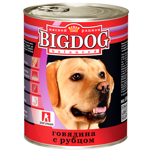 фото Влажный корм для собак Зоогурман Big Dog, говядина, рубец 1 уп. х 2 шт. х 850 г (для средних и крупных пород)