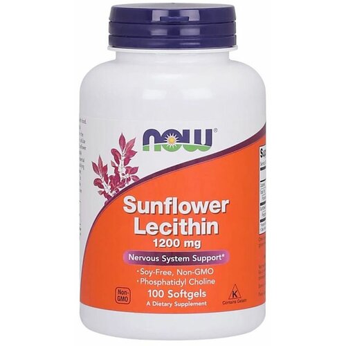 фото NOW FOODS Sunflower Lecithin 1200 мг (Лецитин из Подсолнечника) 100 мягких капсул (Now Foods)