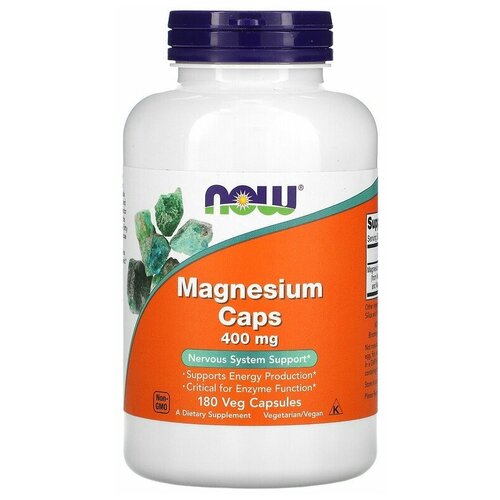 фото NOW Magnesium Caps 400 mg 180 вегетарианских капсул