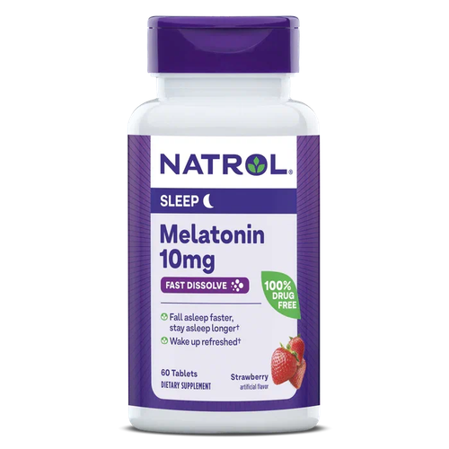 фото Melatonin Fast Dissolve таб., 10 мг, 50 г, 60 шт., клубника