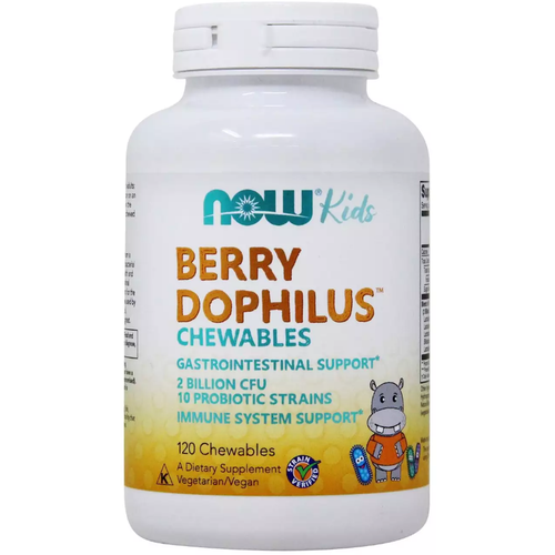 фото NOW Berry Dophilus Kids 120 chewables / Нау ягодный дофилус детский 120 жев таб