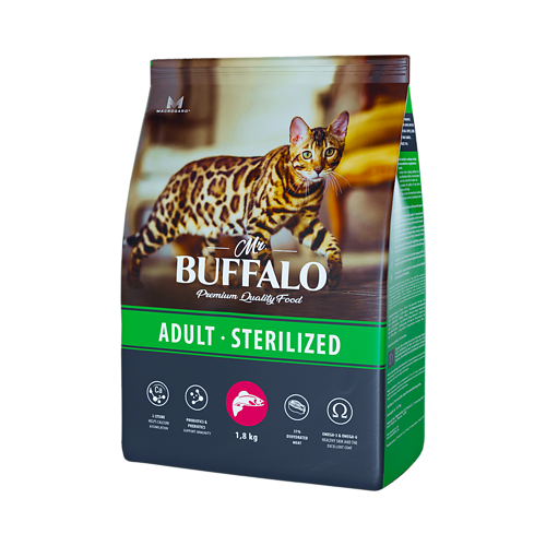 фото MR.BUFFALO STERILIZED 1,8 кг сухой корм для кошек лосось 5 шт