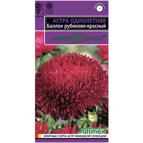 Астра густомахровая Баллон Рубиново-Красный, 1 пакет, семена 0,05 гр, Гавриш, однолетняя фото