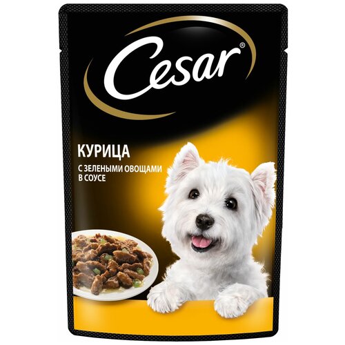 фото Влажный корм для собак Cesar курица, с зелеными овощами 1 уп. х 1 шт. х 85 г