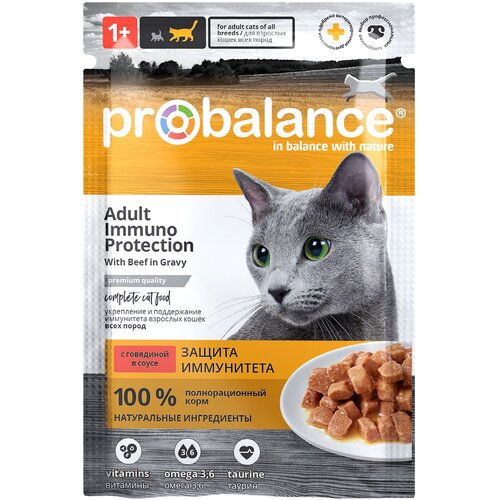 фото Влажный корм для кошек ProBalance с говядиной 85 г (кусочки в соусе)