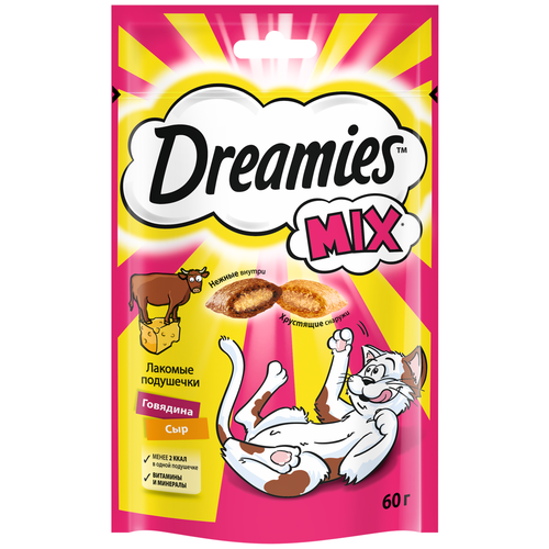 фото Лакомство для кошек  Dreamies Подушечки Mix, 60 г сыр