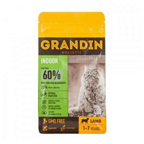 фото Grandin Indoor Сухой корм для кошек, с ягненком, 1,5 кг