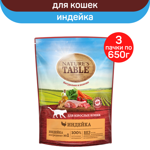 фото Сухой корм для кошек Nature’s Table Индейка, 3 упаковки по 650 г