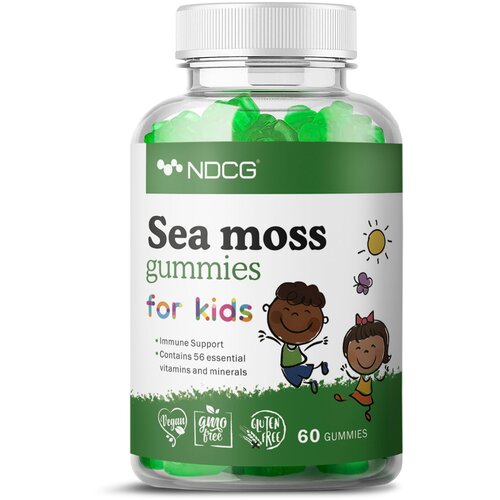 фото Ирландский мох NDCG витаминно-минеральный комплекс для детей, Sea moss for kids, со вкусом яблока и апельсина, 60 жевательных конфет, 2 упаковки