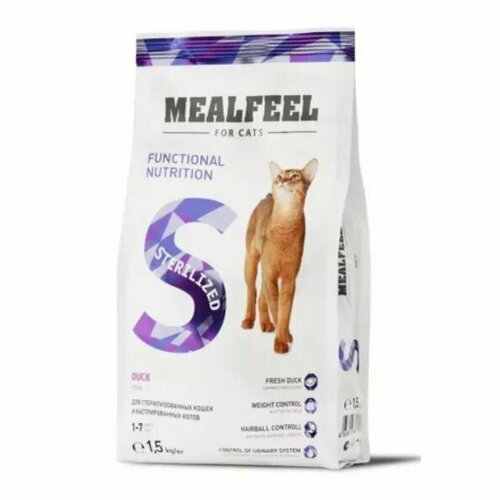 фото Mealfeel Корм сухой Functional Nutrition для стерилизованных кошек, с индейкой и уткой, 1,5 кг