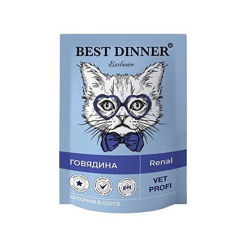 фото Паучи Best Dinner Exclusive Vet Profi Renal кусочки в соусе с Говядиной 85гр x 12 шт