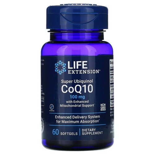 фото Капсулы Life Extension Super Ubiquinol CoQ10 with Enhanced Mitochondrial Support, 80 г, 100 мг, 60 шт.