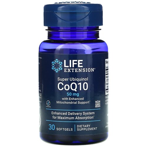 фото Капсулы Life Extension Super Ubiquinol CoQ10 with Enhanced Mitochondrial Support, 40 г, 50 мг, 30 шт.