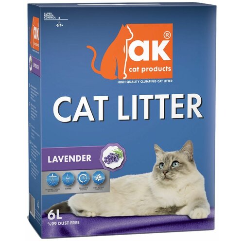 фото AK Cat Lavander Комкующийся бентонитовый наполнитель с ароматом лаванды 6л