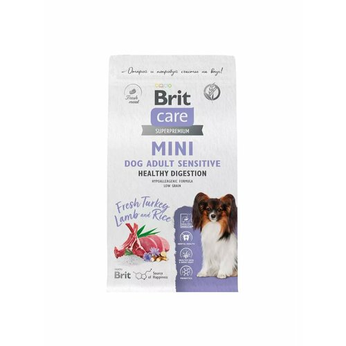 фото Сухой корм для собак мини пород Brit Care Adult mini Sensitive Healthy индейка ягненок 400 гр