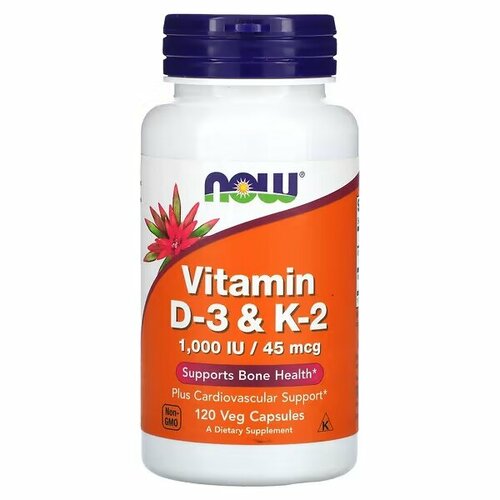 фото Now Foods Vitamin D-3 & K-2 120 капсул