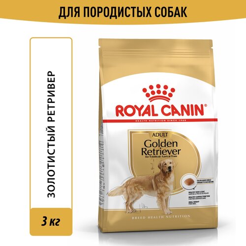 фото Корм сухой Royal Canin Golden Retriever (Золотистый (Голден) Ретривер Эдалт) для взрослых собак породы Голден Ретривер от 15 месяцев, 3кг