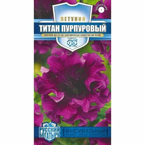 Семена Петуния Титан Пурпуровый бахромчатая 7шт Одн 50см (Гавриш) Русский богатырь фото