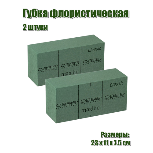 фото Флористическая губка для цветов (пена), 23 х 11 х 7,5 см, 2 штуки