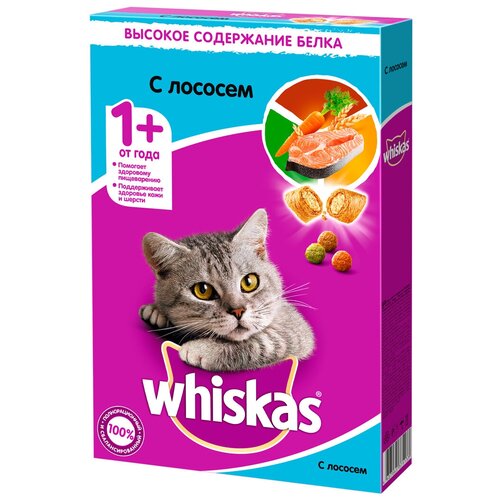 фото Сухой корм для кошек Whiskas лосось 350 г (суфле)