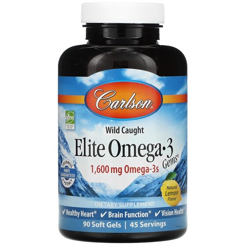 фото Elite Omega-3 Gems капс., 400 мл, 340 г, 90 шт., лимон