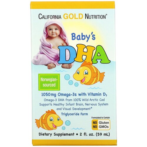 фото California Gold Nutrition Baby's DHA Omega-3 with vitamin D3 фл., 59 мл, 270 г