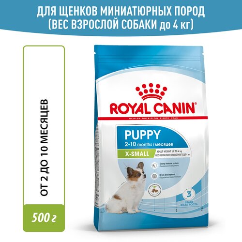 фото Сухой корм Royal Canin X-Small Puppy (Икс Смолл Паппи) для щенков миниатюрных пород (вес взрослой собаки до 4 кг) до 10 месяцев, 0.5 кг