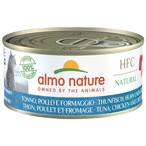 фото Влажный корм для кошек Almo Nature HFC Natural, с тунцом, с курицей, с сыром 2 шт. х 150 г (кусочки в соусе)