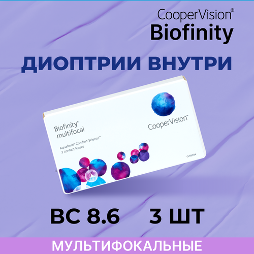 фото Контактные линзы CooperVision Biofinity Multifocal, 3 шт., R 8,6, D +1,25, ADD: +1.00 D, прозрачный, 1 уп.