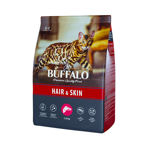 фото MR.BUFFALO ADULT HAIR & SKIN 1,8 кг сухой корм для кошек лосось 3 шт