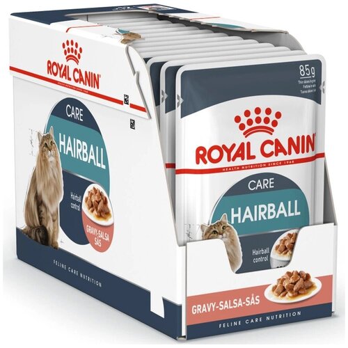 фото Влажный корм для кошек Royal Canin Hairball для вывода шерсти 12 шт. х 85 г (кусочки в соусе)