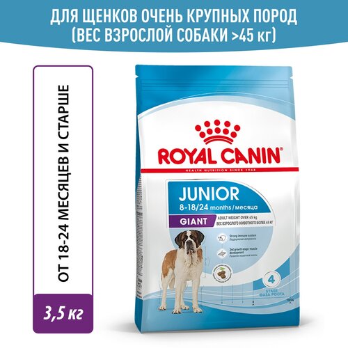 фото Корм для собак Royal Canin Корм Giant Junior (Джайнт Юниор) сухой для щенков очень крупных размеров до 8 месяцев, 3,5 кг