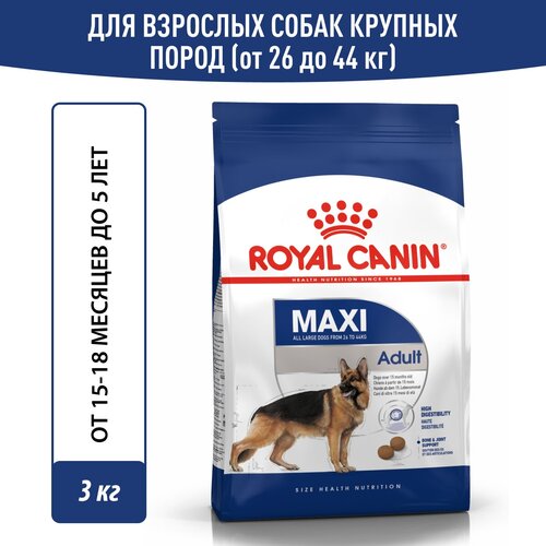 фото Сухой корм Royal Canin Maxi Adult (Макси Эдалт) для собак крупных размеров от 15 месяцев до 5 лет, 3 кг