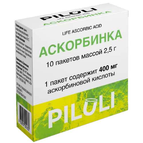 фото Аскорбинка Life Ascorbic Acid пор. пак., 400 мг, 2.5 г, 10 шт.