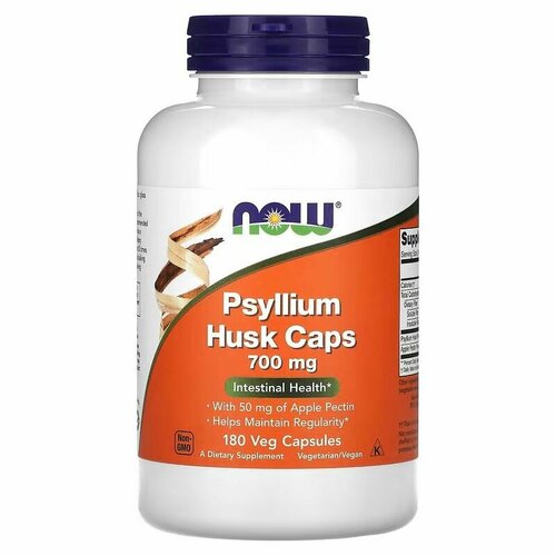 фото Подорожник с пектином капсулы, Psyllium Husk Caps, NOW, 700 мг, 180 капсул