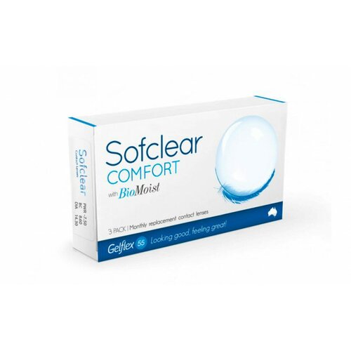 фото Контактные линзы Gelflex Sofclear Comfort with BioMoist, 3 шт., R 8,6, D -5, бесцветный, 1 уп.