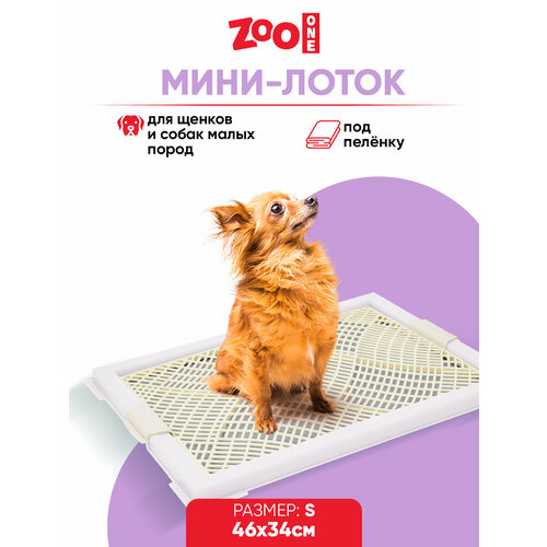 фото Туалет лоток для собак Zoo One с сеткой, Мини, 46 х 34 х 2 см, белый, P104-11