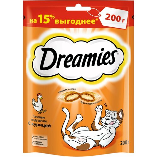 фото DREAMIES Лакомые подушечки с курицей д/кошек 200г