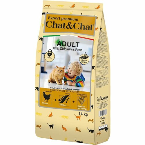 фото Сухой корм Chat&Chat Expert Premium Adult with chicken & peas, для взрослых кошек с курицей и горохом, 14кг